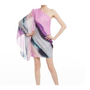 ONE33 SOCIAL‎ One Shoulder Cape Sleeve Mini Dress NWT Sz2